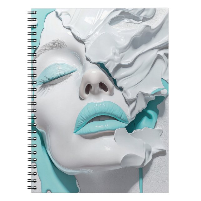 Cuaderno Retrato abstracto de niña líquida menta (Frente)