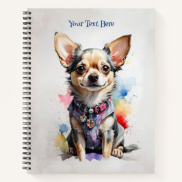 Cuaderno Retrato acuarela de un Adorable Chihuahua