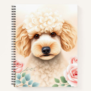 Cuaderno Retrato acuático de un caniche beige esponjoso