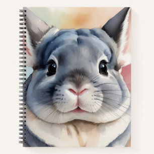 Cuaderno Retrato Chinchilla de color de agua suave