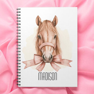 Cuaderno Retrato de animal acuarela femenino con lazo lindo