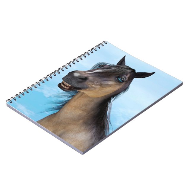 Cuaderno Retrato de Arte de Caballo con Sonrisa Divertida (Lado Izquierdo)