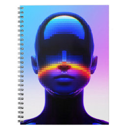 Cuaderno Retrato de Arte Pixel Futurista – Abstracto Digita