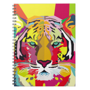 Cuaderno Retrato de arte pop del tigre, pop, tigre, animal,