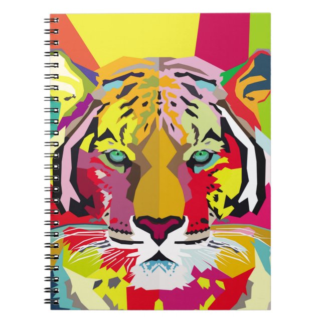 Cuaderno Retrato de arte pop del tigre, pop, tigre, animal, (Frente)