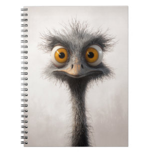 Cuaderno Retrato de avestruz de dibujos animados con ojos a