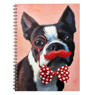 Cuaderno Retrato de Boston Terrier con Red Bow Tie y 2