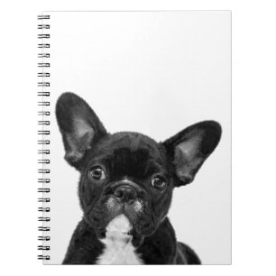 Cuaderno Retrato de Bulldog francés blanco y negro