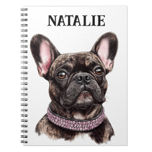 Cuaderno Retrato de Bulldog francés Brindle personalizado