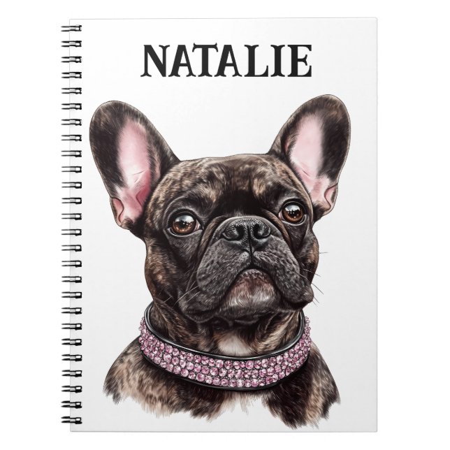 Cuaderno Retrato de Bulldog francés Brindle personalizado (Frente)