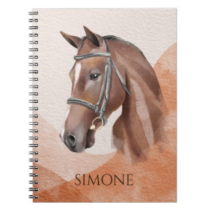Cuaderno Retrato de caballo cowgirl equestrian nombre perso