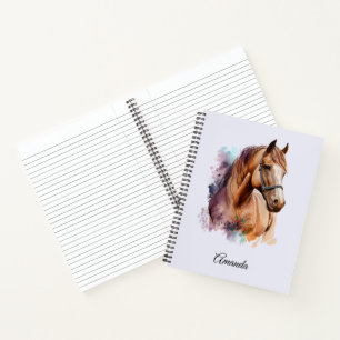 Cuaderno Retrato de cabeza de caballo marrón en acuarela