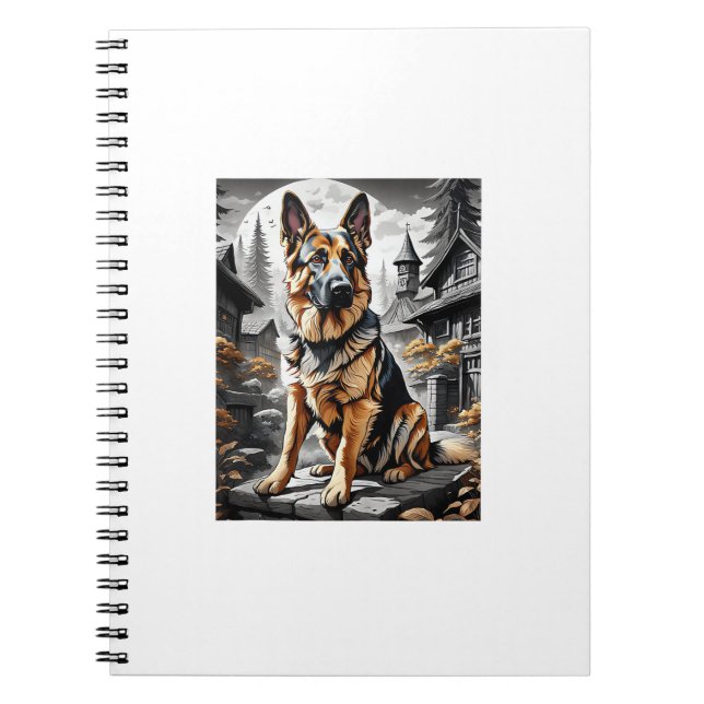 Cuaderno Retrato de cabeza de perro pastor alemán Perro Mas (Frente)