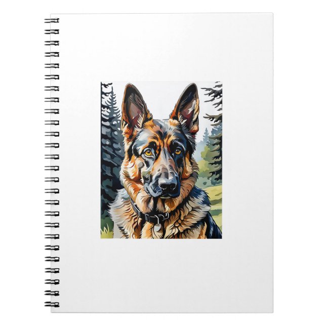 Cuaderno Retrato de cabeza de perro pastor alemán Perro Mas (Frente)