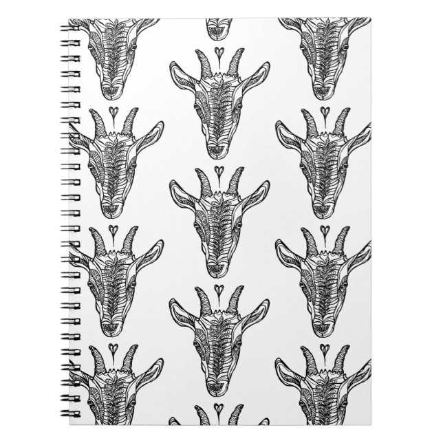 Cuaderno Retrato de cabra con bloc de notas de foto en espi (Frente)