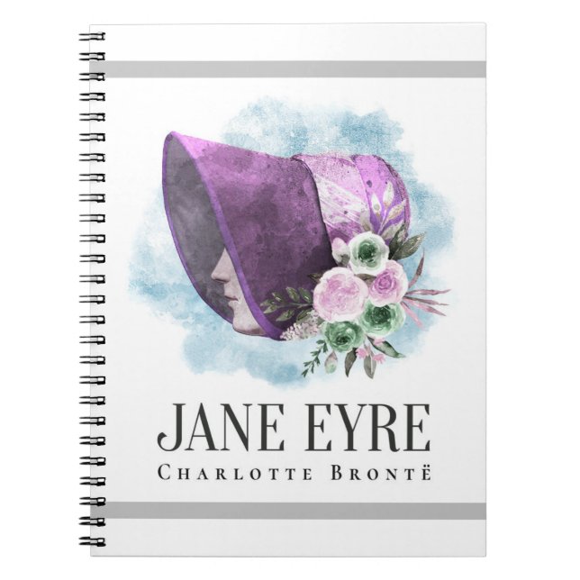 Cuaderno Retrato de Charlotte Bronte de Richmond con flores (Frente)