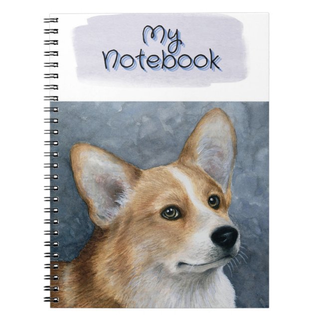 Cuaderno Retrato de Corgi Dog arte 89 (Frente)