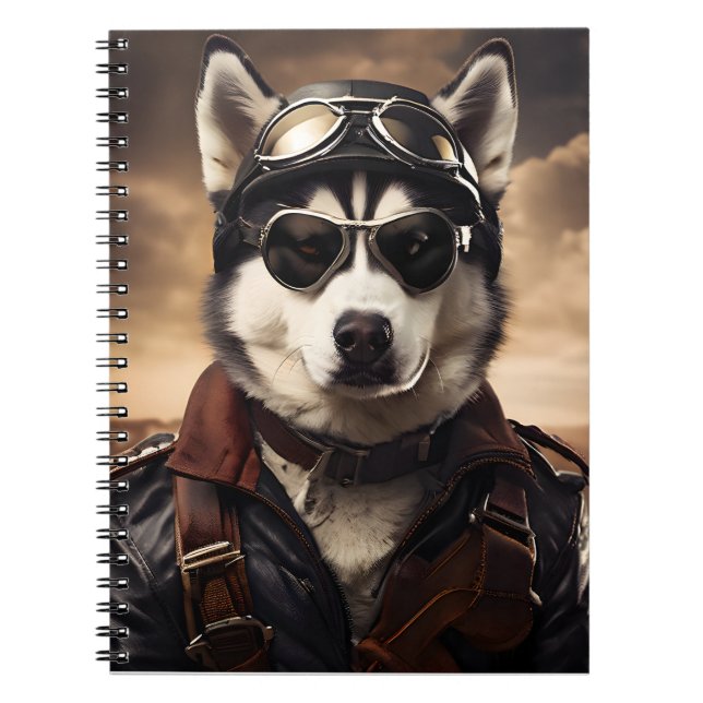 Cuaderno Retrato de cosecha del aviador Husky siberiano WI (Frente)