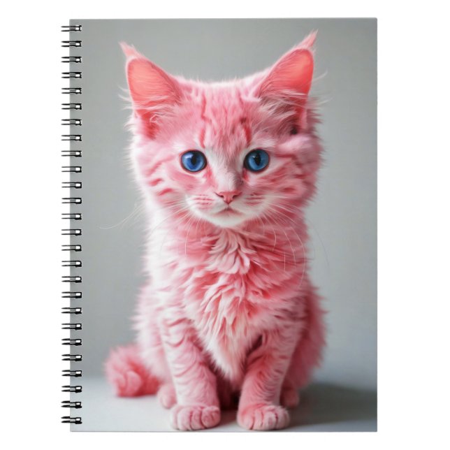 Cuaderno Retrato de foto de gato rosado (Frente)