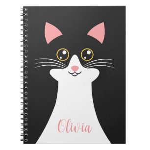 Cuaderno Retrato de gato negro de Cute Mid Century
