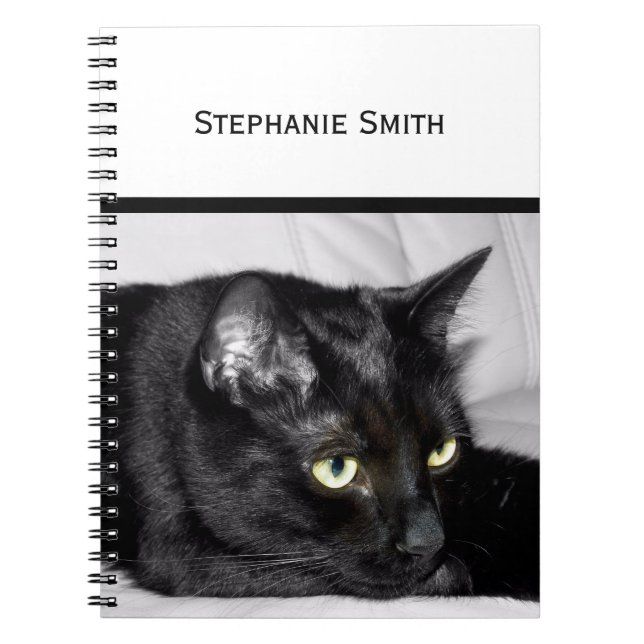 Cuaderno Retrato de gato negro lindo (Frente)