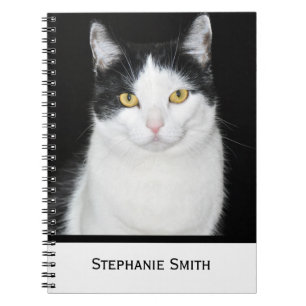 Cuaderno Retrato de gato negro y blanco