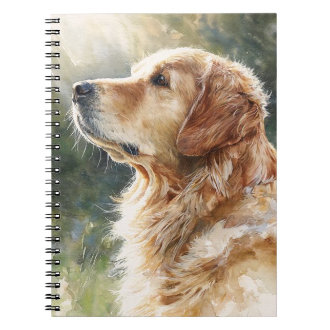 Cuaderno Retrato de Golden Retriever Sunlit (Frente)