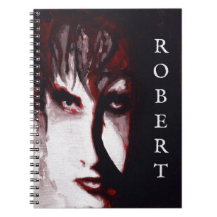 Cuaderno Retrato de hombre de música gótica post punk arte