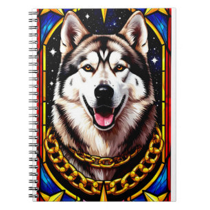 Cuaderno Retrato de Husky Regio con Cadena de Oro