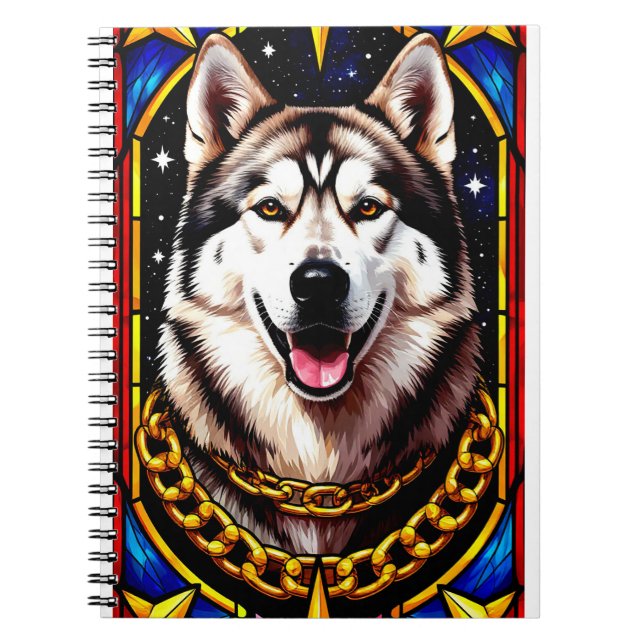 Cuaderno Retrato de Husky Regio con Cadena de Oro (Frente)