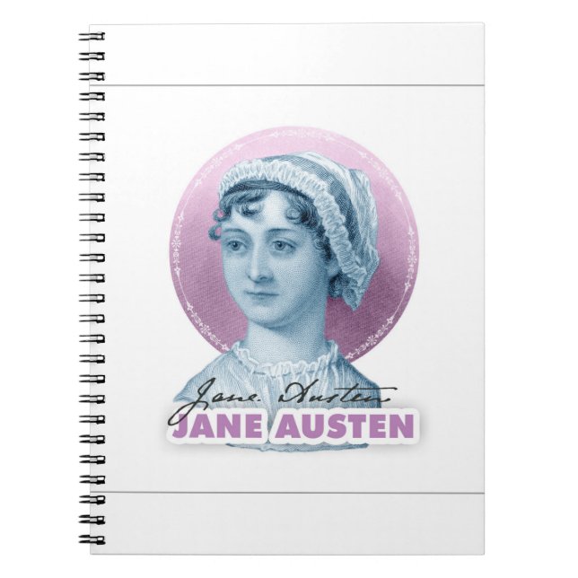 Cuaderno Retrato de Jane Austen y rosa de la firma (Frente)