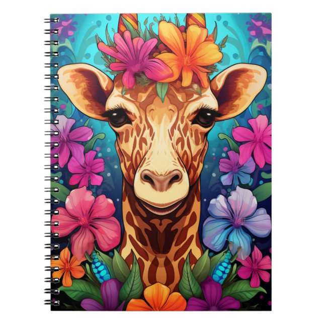 Cuaderno Retrato de jirafa floral 9321 (Frente)