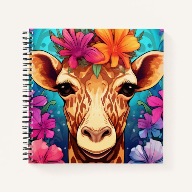 Cuaderno Retrato de jirafa floral-9322 (Anverso)