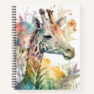 Cuaderno Retrato de jirafa pintura animal vida silvestre al