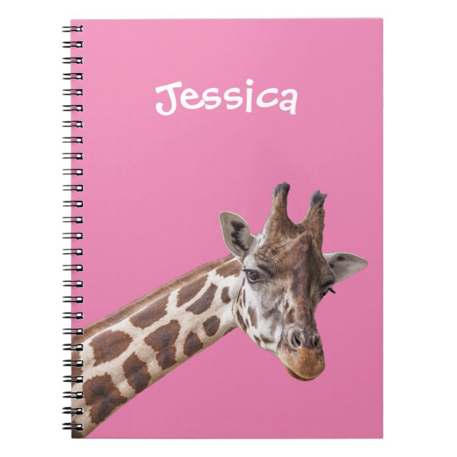 Cuaderno Retrato de jirafa sobre el nombre de una chica ros (Frente)
