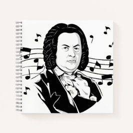 Cuaderno Retrato de Johann Sebastian Bach y busto con notas