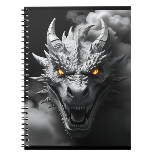 Cuaderno Retrato de la cabeza del dragón feroz (Frente)
