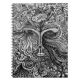 Cuaderno Retrato de la línea trippy en blanco y negro