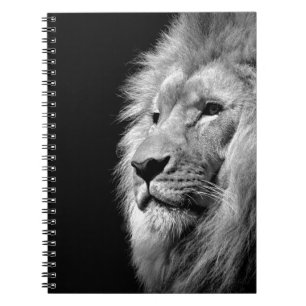 Cuaderno Retrato de León Blanco Negro - Fotografía animal