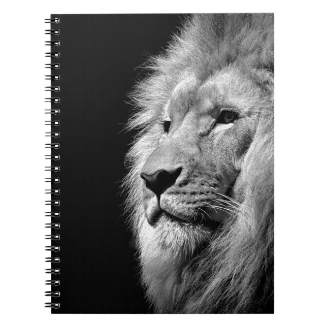 Cuaderno Retrato de León Blanco Negro - Fotografía animal (Frente)