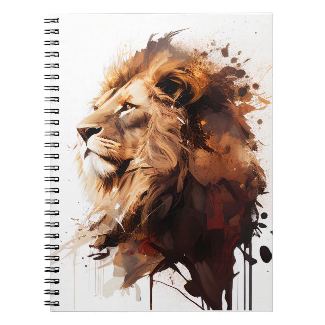 Cuaderno Retrato de leones pintura animal montaña de vida s (Frente)