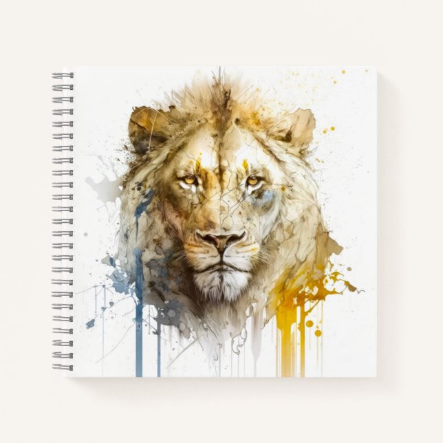 Cuaderno Retrato de leones pintura animal montaña de vida s (Anverso)