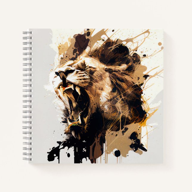 Cuaderno Retrato de leones pintura animal montaña de vida s (Anverso)