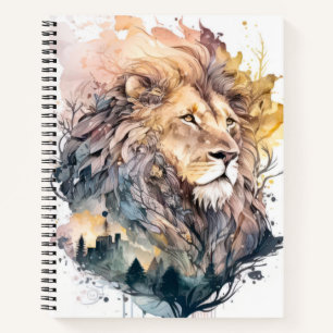 Cuaderno Retrato de leones pintura animal vida silvestre al