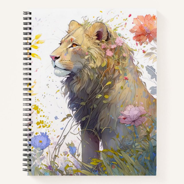 Cuaderno Retrato de leones Pintura de animales Selva de vid (Anverso)