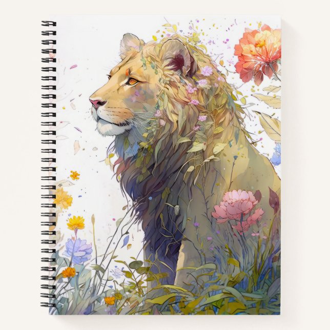 Cuaderno Retrato de leones Pintura de animales Selva de vid (Anverso)