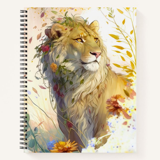 Cuaderno Retrato de leones Pintura de animales Selva de vid (Anverso)