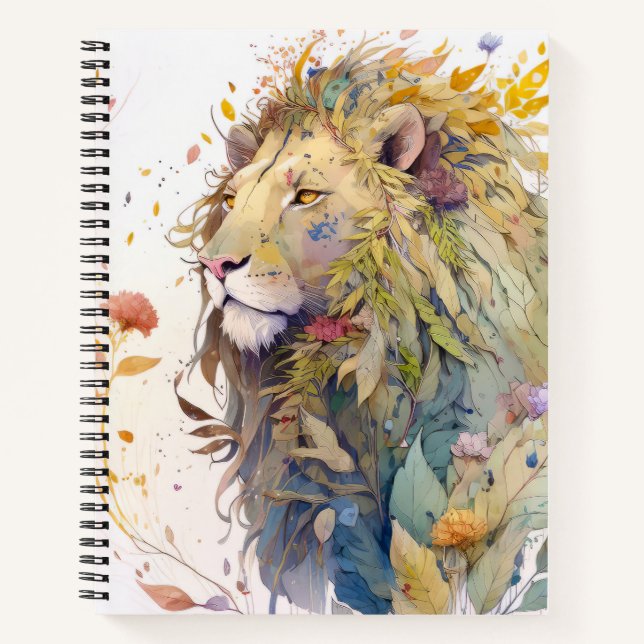 Cuaderno Retrato de leones Pintura de animales Selva de vid (Anverso)
