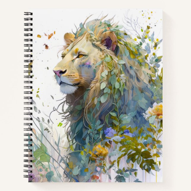 Cuaderno Retrato de leones Pintura de animales Selva de vid (Anverso)
