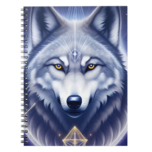 Cuaderno Retrato de Lobo Místico Arte (Frente)